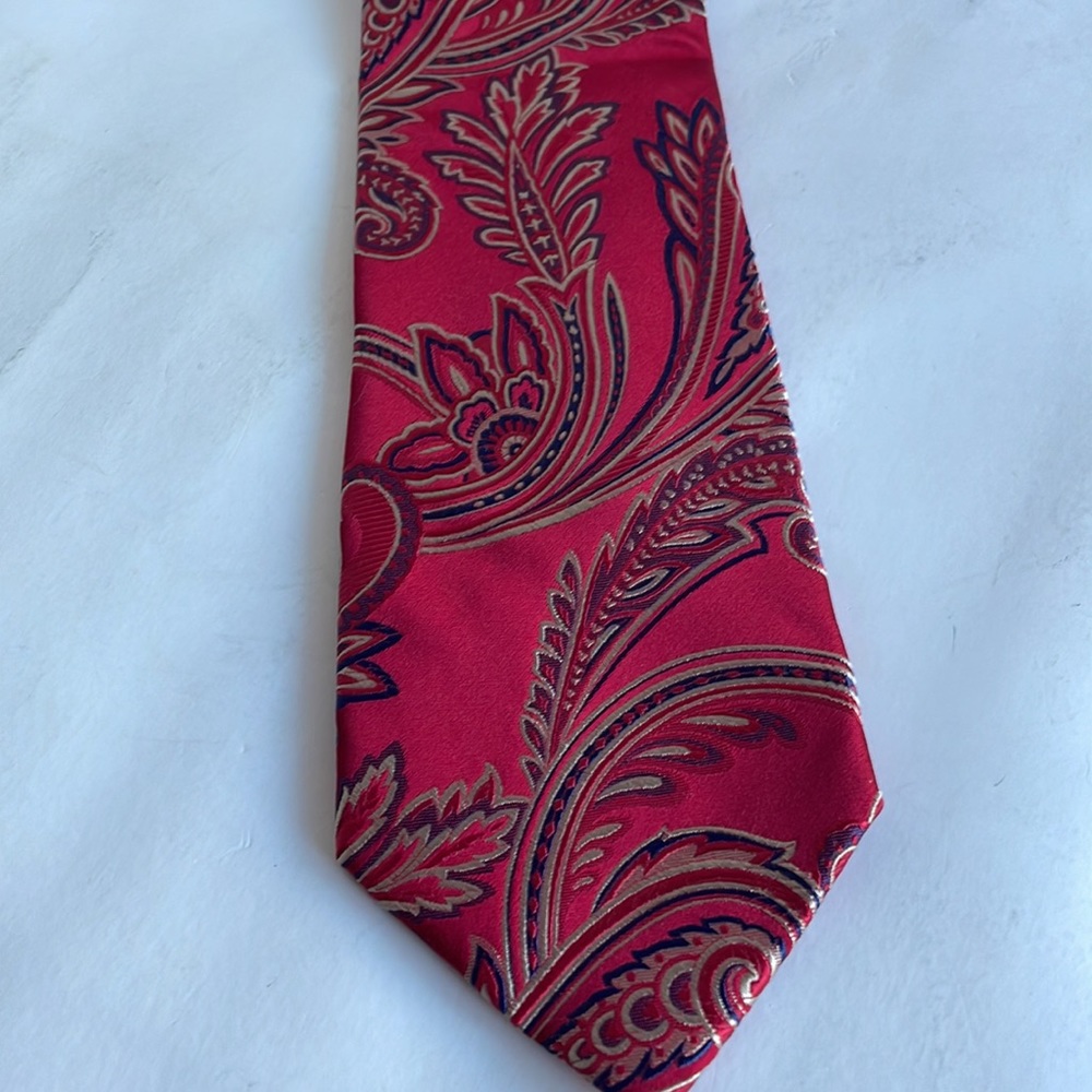 Santorelli Italy neck tie Silk Vintage Neckwear Tie red floral